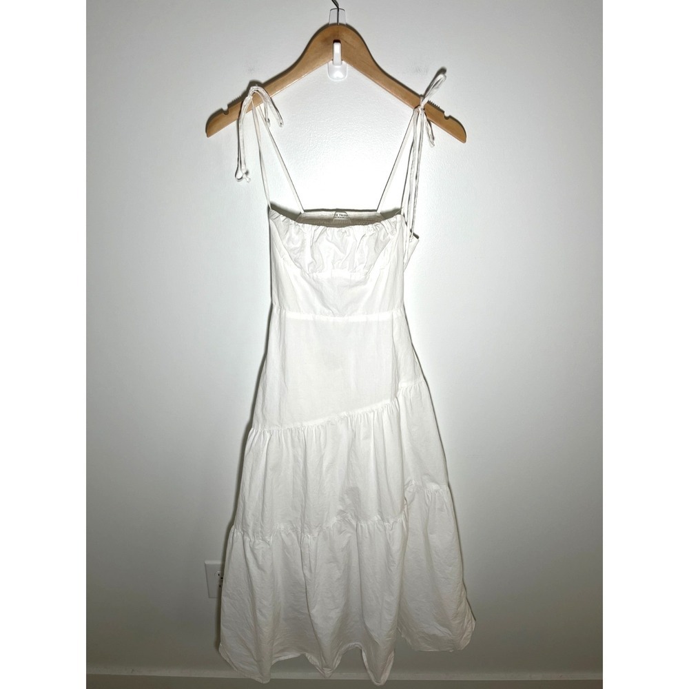 12th Tribe White Tiered Maxi Dress with Tie Straps